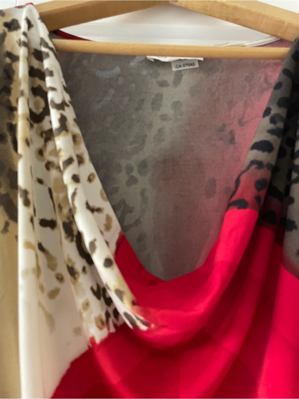 Calvin Klein Red & Beige Animal-Print Drawstring Tunic - Picture 8 of 9